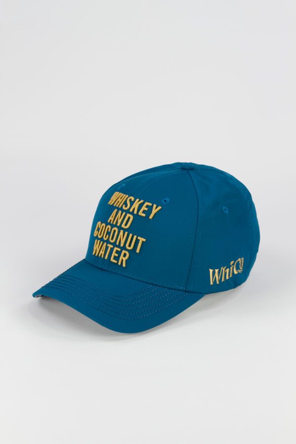 Petrol Blue & Gold Whiskey and Coconut Water Cap