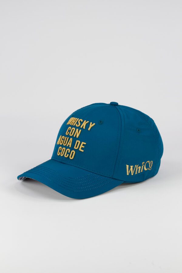 Petrol Blue & Gold Whisky Con Agua De Coco Cap